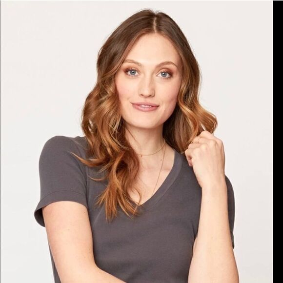 XCVI ORGANIC Cotton Wearables V Neck Tee - Picture 1 of 5